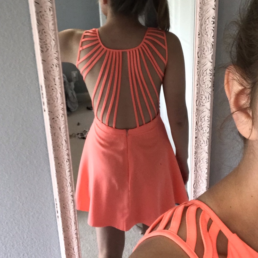 Backless Coral Skater Dress // Xenia Boutique